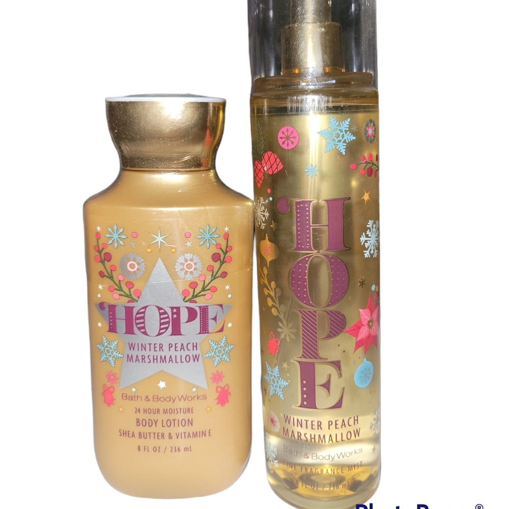 *NEW* Bath & Body Works Hope Winter Peach Marshmallow lotion & mist